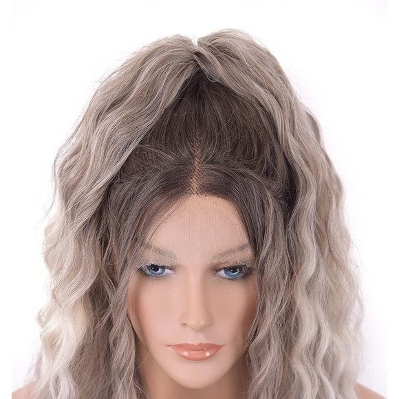 Ombre Ash Blonde Middle Part Lace Front Wigs - Picture 5 of 6